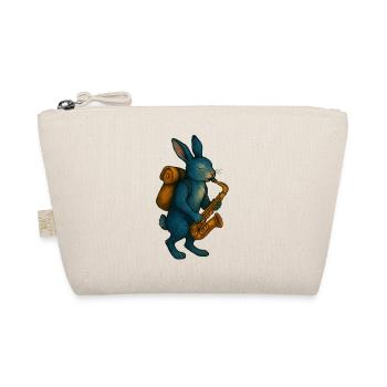 Blue Rabbit with Saxophone - Organic Pouch - nature - Front