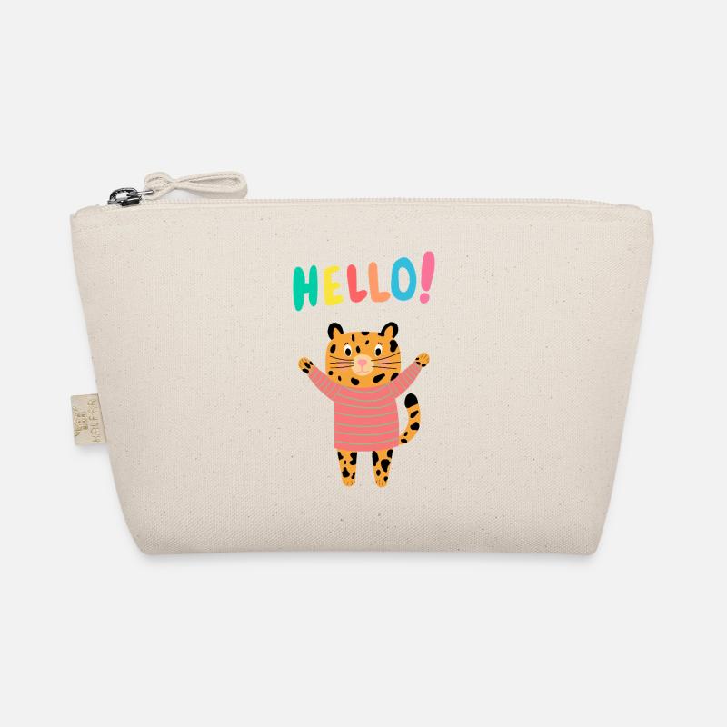 Tiger im Strickpulli sagt Hallo – wild & kuschelig Bio-Täschchen