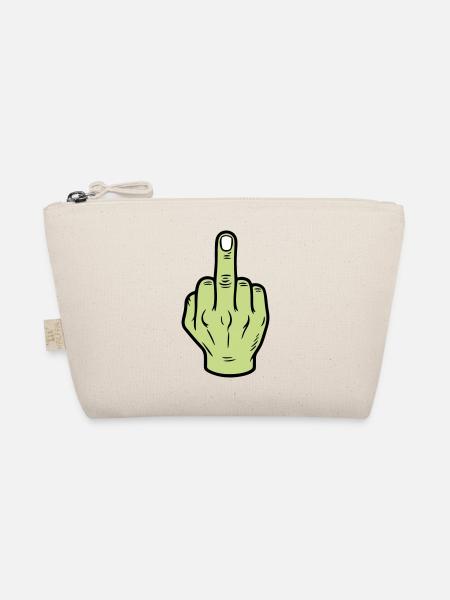 Middle Finger Hand Icon - Organic Pouch - nature - Front
