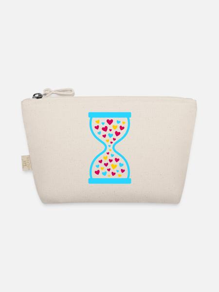 Colorful Hearts Hourglass - Love and Time Flow - Organic Pouch - nature - Front