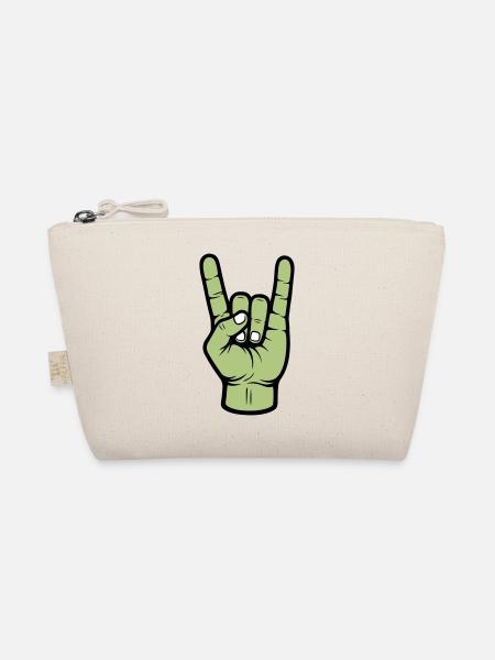 Party Hand Rock Zeichen - Bio-Täschchen - Natur - Vorne