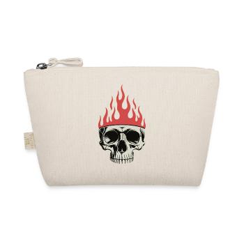Flame Crown Skull - Cool Skeleton Tattoo - Organic Pouch - nature - Front