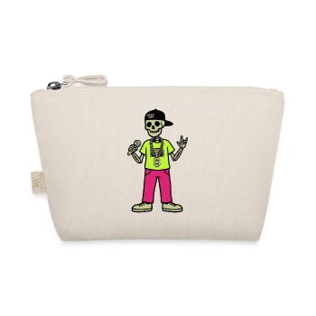 Skeleton Rapper – Mic, Chain & Neon Vibes - Organic Pouch - nature - Front