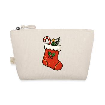 Weihnachtsstrumpf mit Zuckerstange - Bio-Täschchen - Natur - Vorne