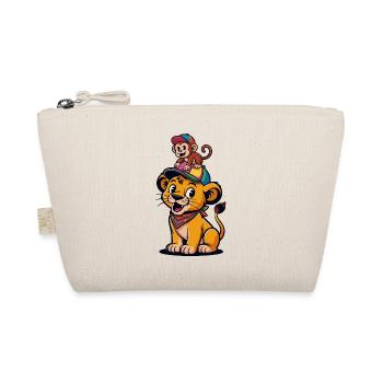 Lion et Singe mignons – Style dessin animé Best Friends - Trousse biologique - nature - Devant