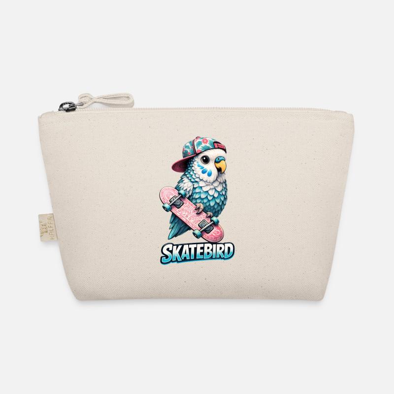Blauer Skatebird – Coole Papagei-Illustration mit  Bio-Täschchen