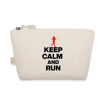 KEEP CALM AND RUN! JOGGING RACING SPORT FIT black - Organic Pouch - nature - Front
