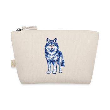 Modern polygon wolf design in shades of blue - Organic Pouch - nature - Front