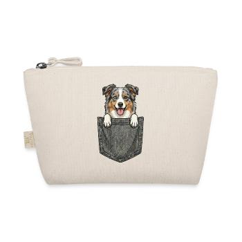 Australian Shepherd in the Pocket - Cute Dog - Organic Pouch - nature - Front