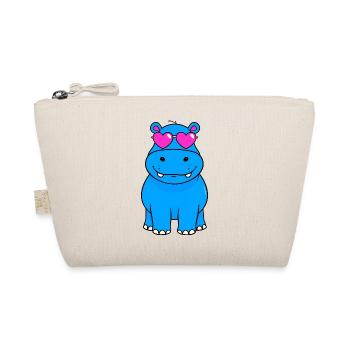 Blaues retro Nilpferd mit rosa Brille - Bio-Täschchen - Natur - Vorne