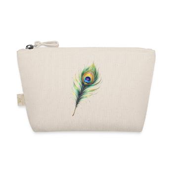 Peacock Feather Illustration Gradient Elegant - Organic Pouch - nature - Front