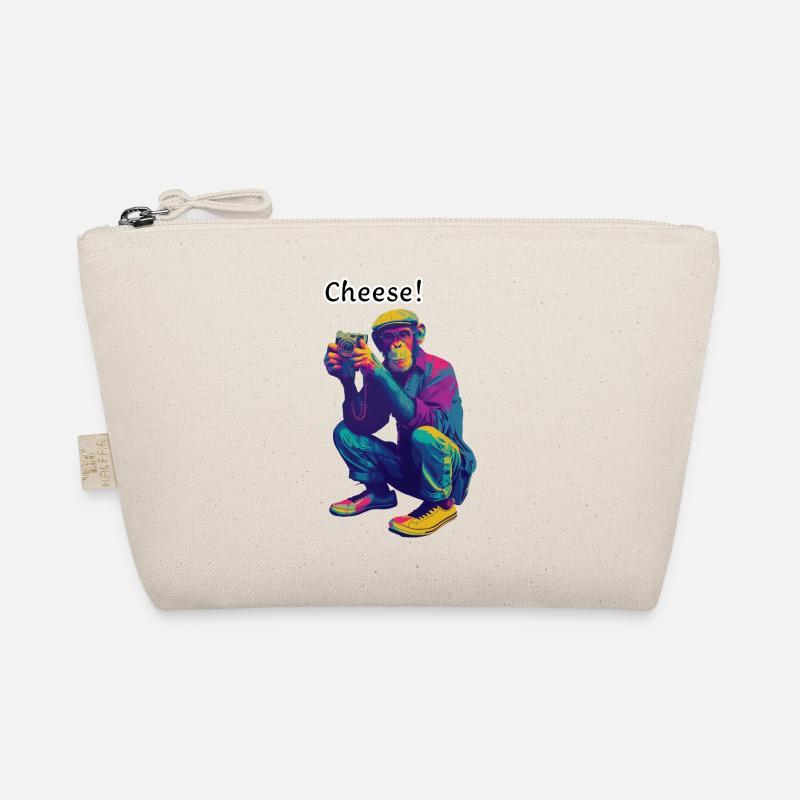 Cheese! Affe mit Kamera im Neon Pop-Art Stil Bio-Täschchen