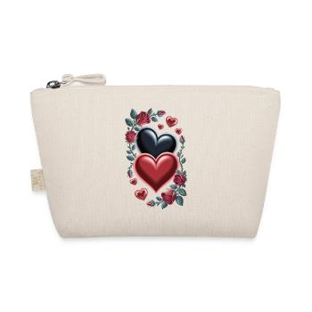 Herz Rosen T-Shirt - Rote Rosen und Herzen - Bio-Täschchen - Natur - Vorne