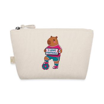 Fußball-Capybara – Abschlagdesign – Fußballfan-Geschenk - Bio-Täschchen - Natur - Vorne