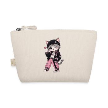 Pink-schwarze Streetwear-Katze - Bio-Täschchen - Natur - Vorne