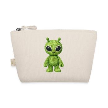 Green alien in knitted look - Organic Pouch - nature - Front