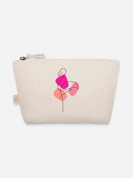 Lineart Flamingo mit Farbunterlegung - Bio-Täschchen - Natur