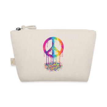 Trippy Festival Hippie-Pilz-Batik-Friedenszeichen - Bio-Täschchen - Natur - Vorne