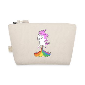 Lustiges Einhorn mit Regenbogen - Bio-Täschchen - Natur - Vorne