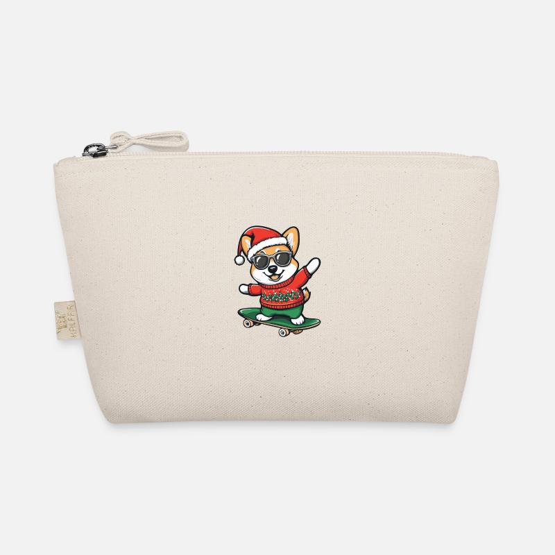 Corgi Dog Christmas Skateboard Organic Pouch