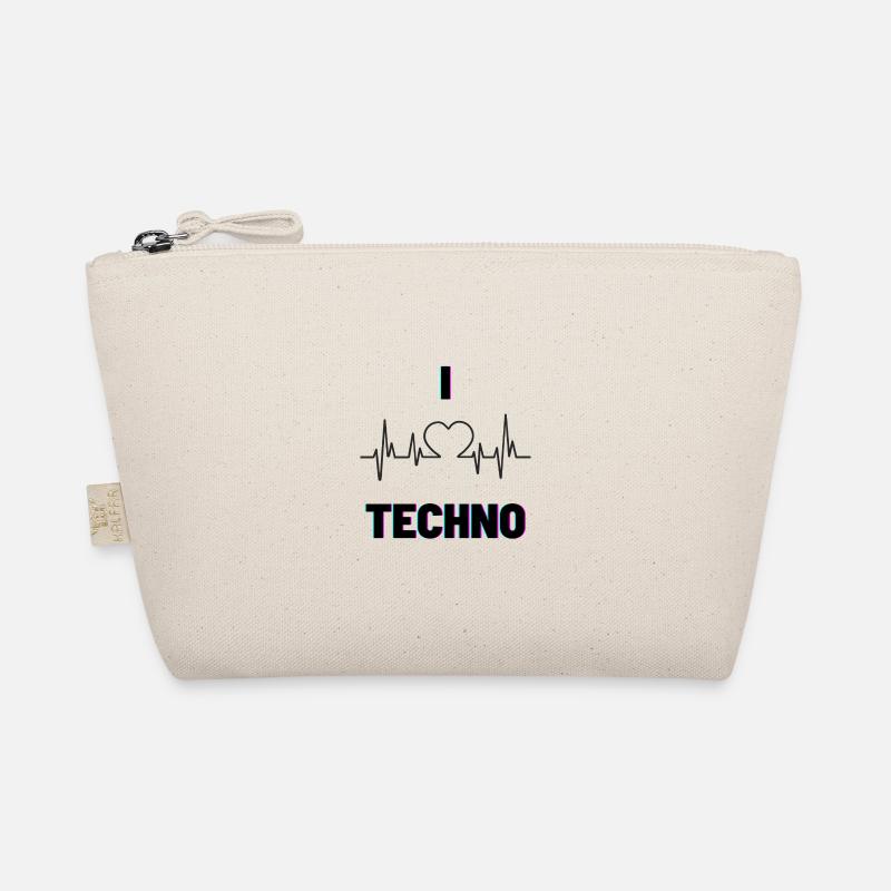 I Love Techno dark - Bio-Täschchen - Natur