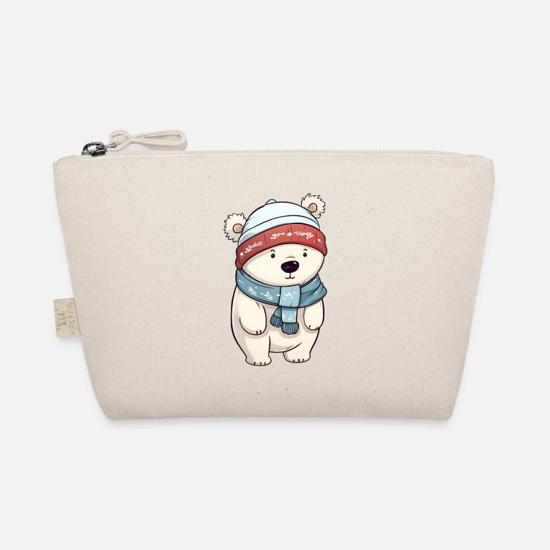 Cute polar bear in festive winter look! Organic Pouch