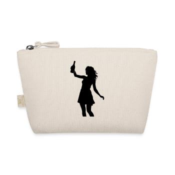 Party Girl Silhouette Celebrating Drinking - Organic Pouch - nature - Front