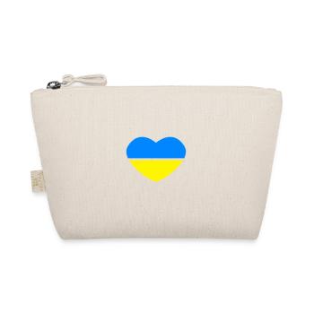 Herz 2farbig - Azurblau Gold - Ukraine - Bio-Täschchen - Natur - Vorne