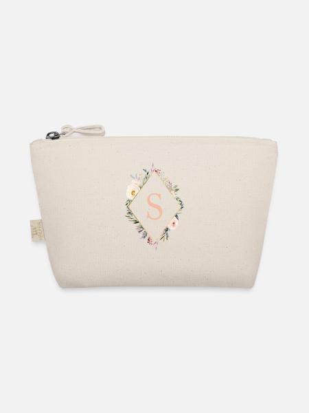 S monogramme, Floral, Boho - Trousse biologique - nature - Devant