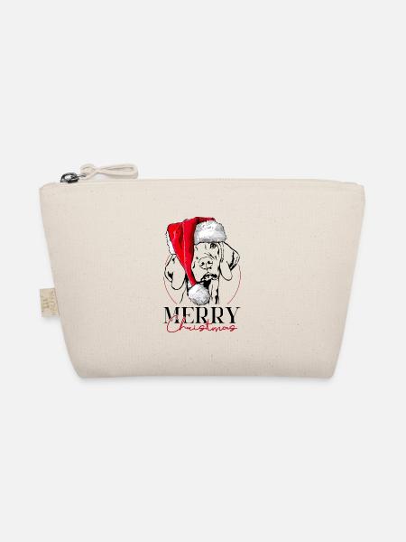Santa MAGYAR VIZSLA Merry Christmas Hunde Wilsigns - Bio-Täschchen - Natur