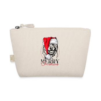 Santa American Akita Merry Christmas Dog Wilsigns - Organic Pouch - nature - Front