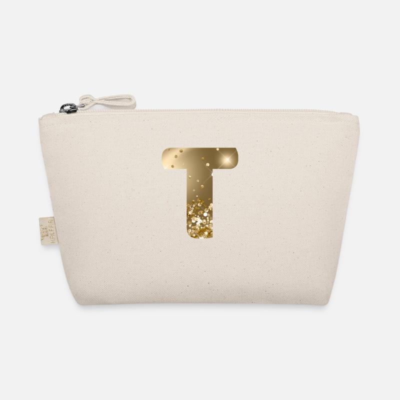 Monogramme personnalisable T Gold Glitter Trousse biologique