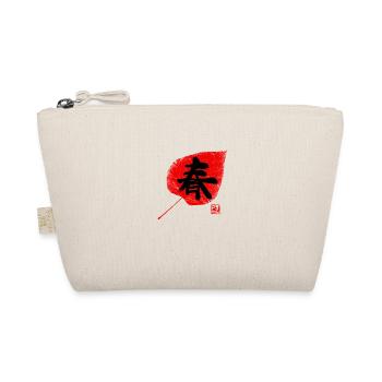 spring kanji sur feuille noire - Trousse biologique - nature - Devant