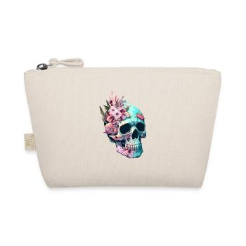 Totenkopf mit Blumen personalisierbar - Bio-Täschchen - Natur - Vorne