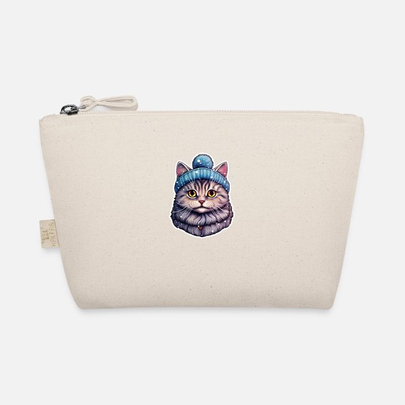 Cat with bobble hat Organic Pouch