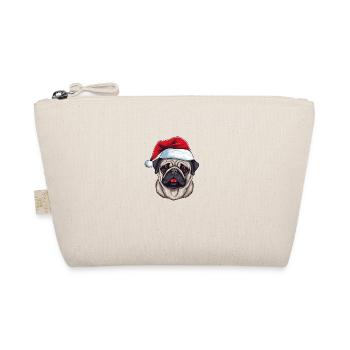 Pug Hund Mops Weihnachten Kopf - Bio-Täschchen - Natur - Vorne
