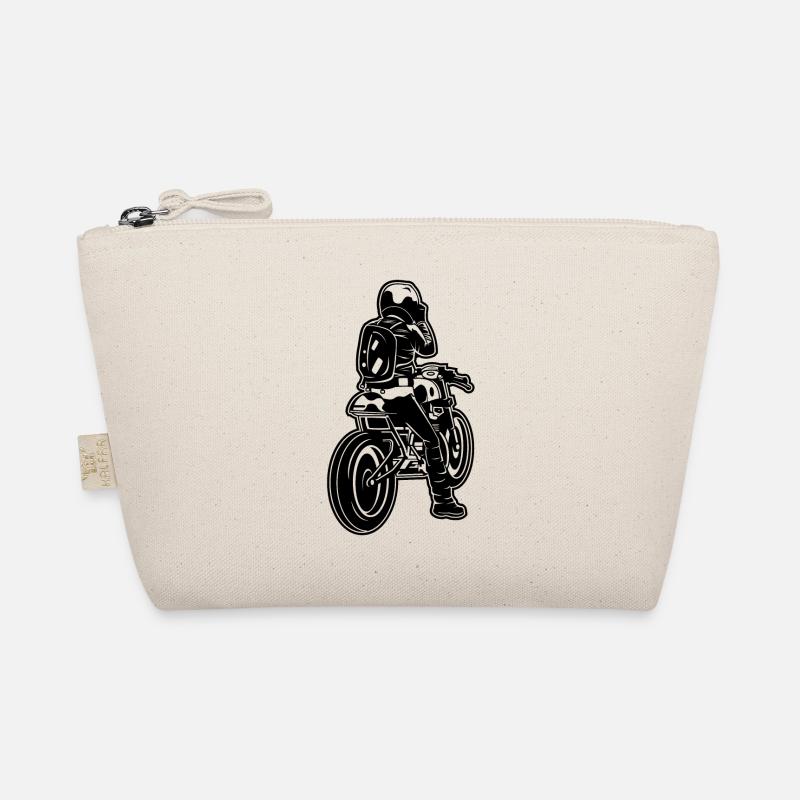 Cafe Racer Motorrad 02_schwarz - Bio-Täschchen - Natur