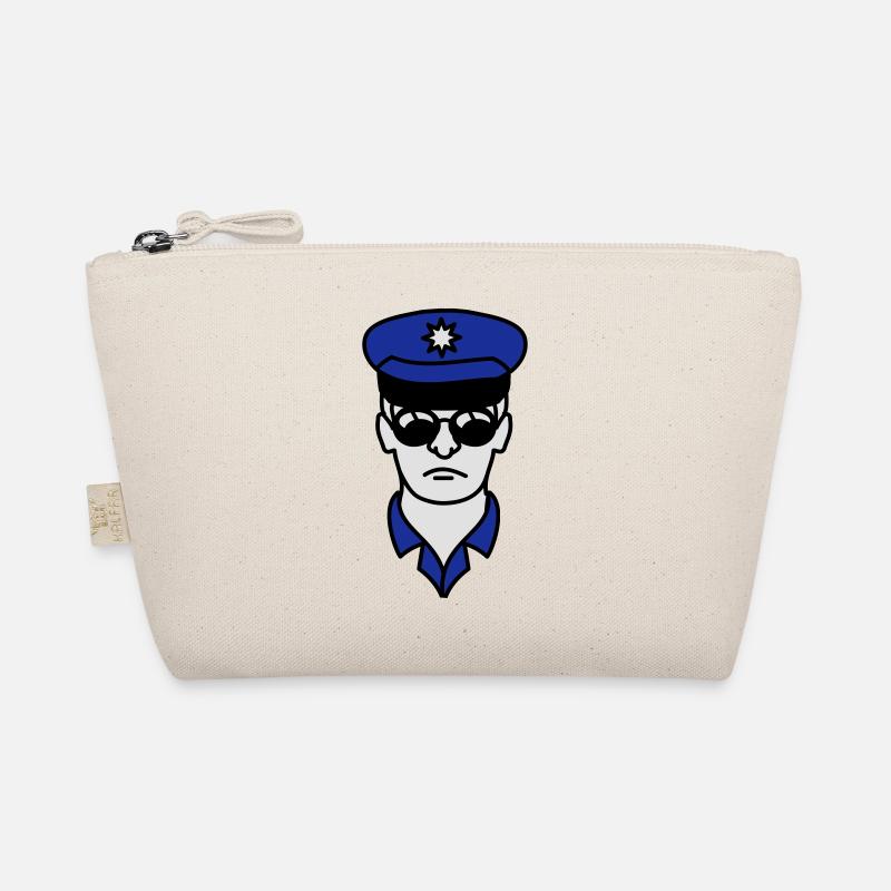 Cool Polizei Mann Gesicht Kopf - Bio-Täschchen - Natur