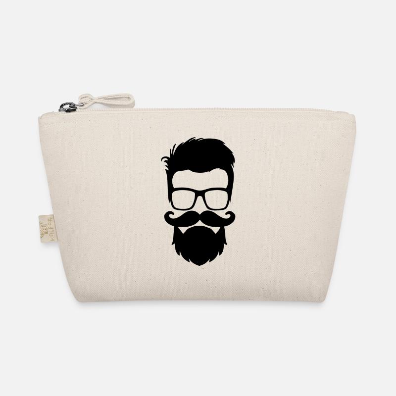 Hipster mit Bart und Haare Vollbart Schnurrbart - Bio-Täschchen - Natur