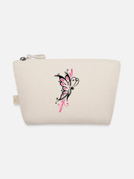 Big filigree butterfly, wings, girlie Tattoo style - Organic Pouch - nature - Front