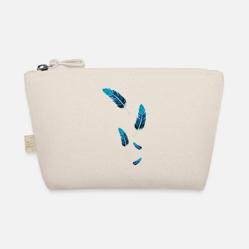 Blaue Federn Bio-Täschchen