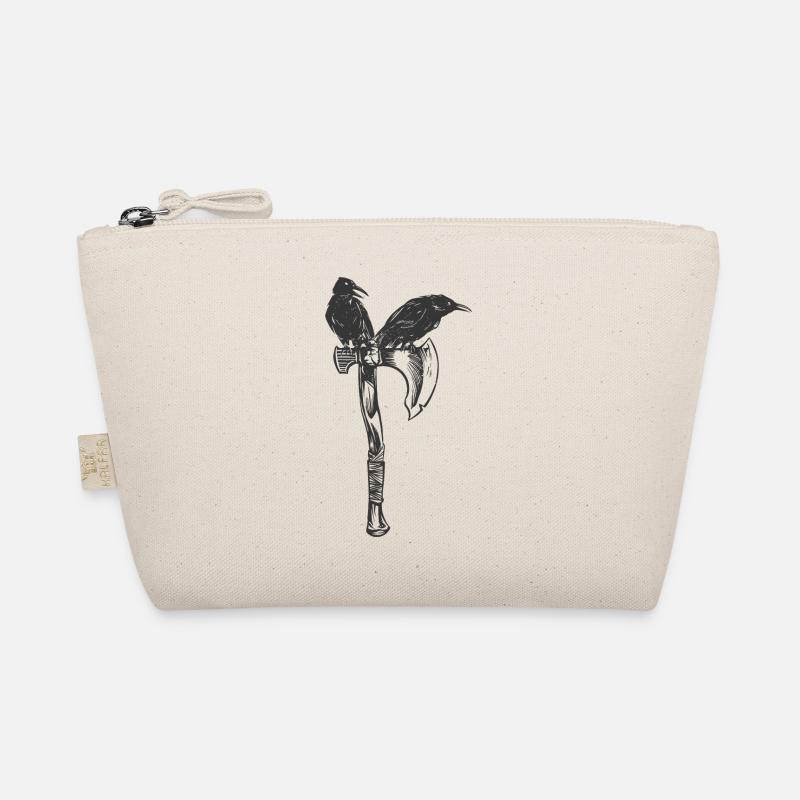 Two crows on an axe Hugin Munin nordic Organic Pouch