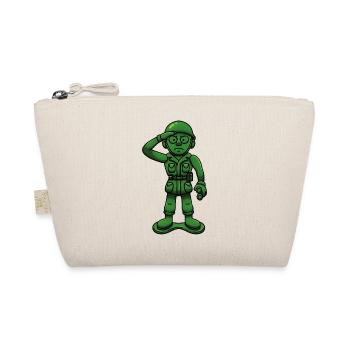 Green Military Soldier Toy Sergeant Saluting - Organic Pouch - nature - Front