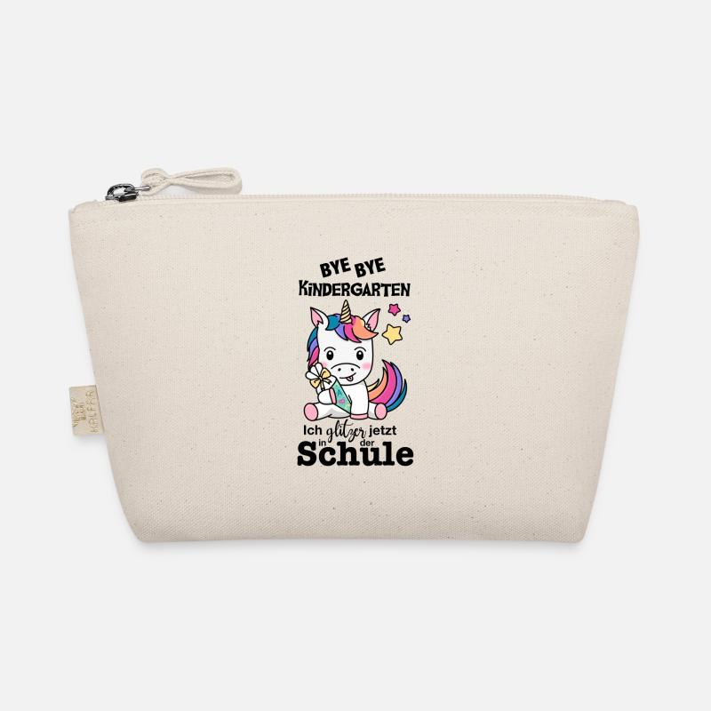 Schulkind Einhorn (bunt/schwarz) Bio-Täschchen