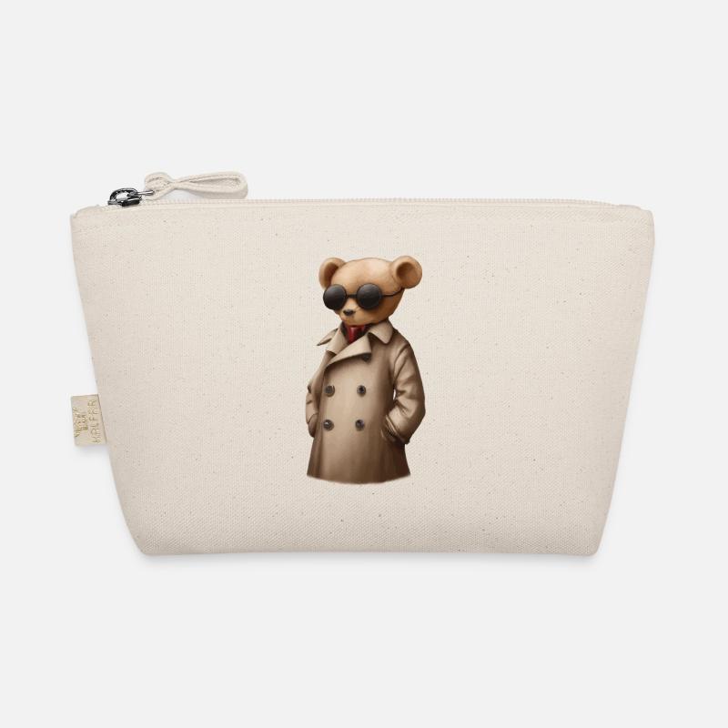 Teddybär mit Sonnenbrille und Anzug - Bio-Täschchen - Natur