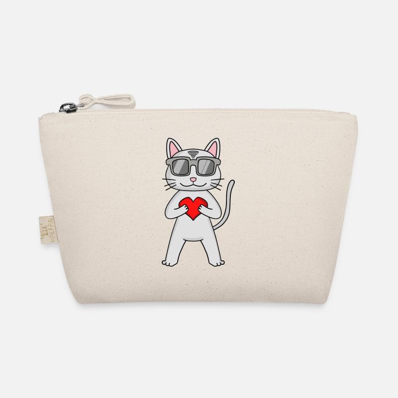 Devon Rex mit Sonnenbrille und Herz Bio-Täschchen