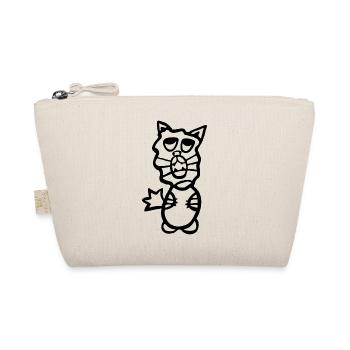 Cat cool and crazy with stencil - silhouette - Organic Pouch - nature - Front