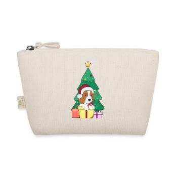 Beagle vor Weihnachtsbaum Weihnachtsmütze - Bio-Täschchen - Natur - Vorne