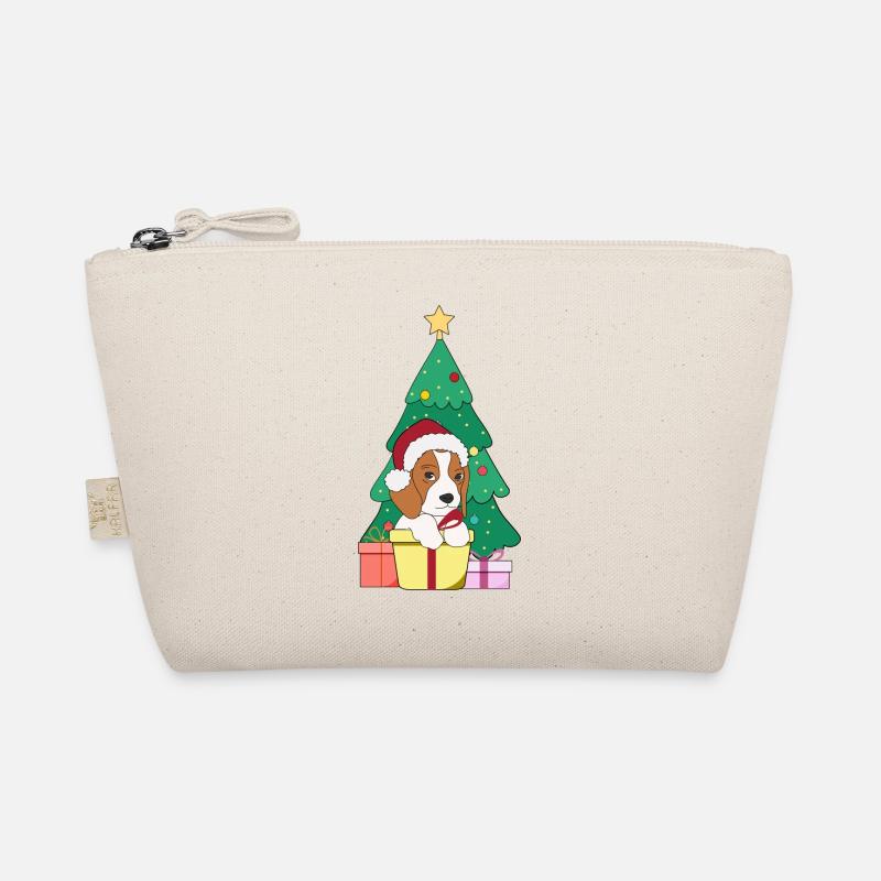 Beagle devant le sapin de Noël chapeau de Noël Trousse biologique