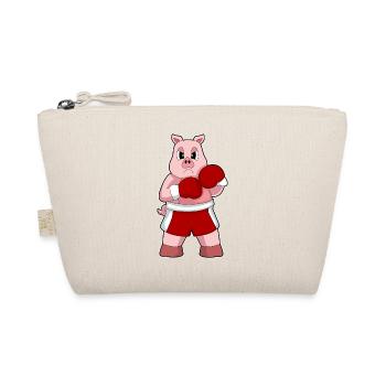 Schwein Boxer Boxhandschuhe Boxen - Bio-Täschchen - Natur - Vorne